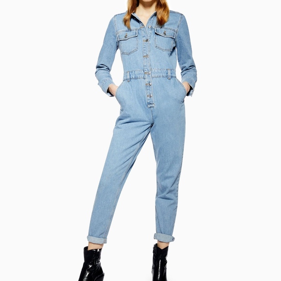 topshop jean jumpsuit